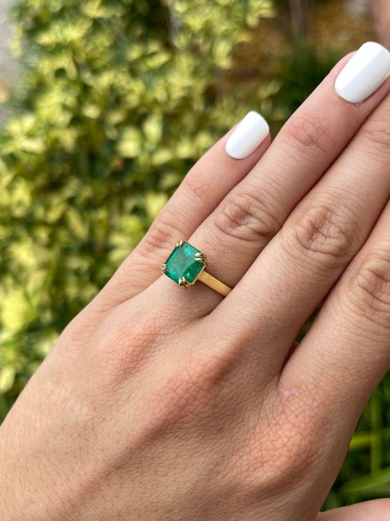 Emerald-Asscher Cut Solitaire Ring