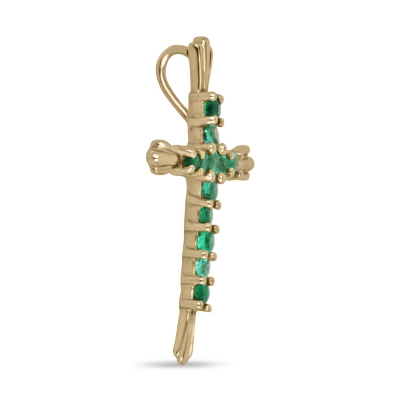 Emerald Cross Pendant Necklace