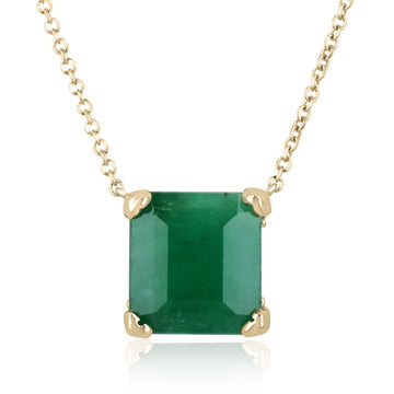 14x14 Solitaire Square Emerald Stationary Anniversary Necklace