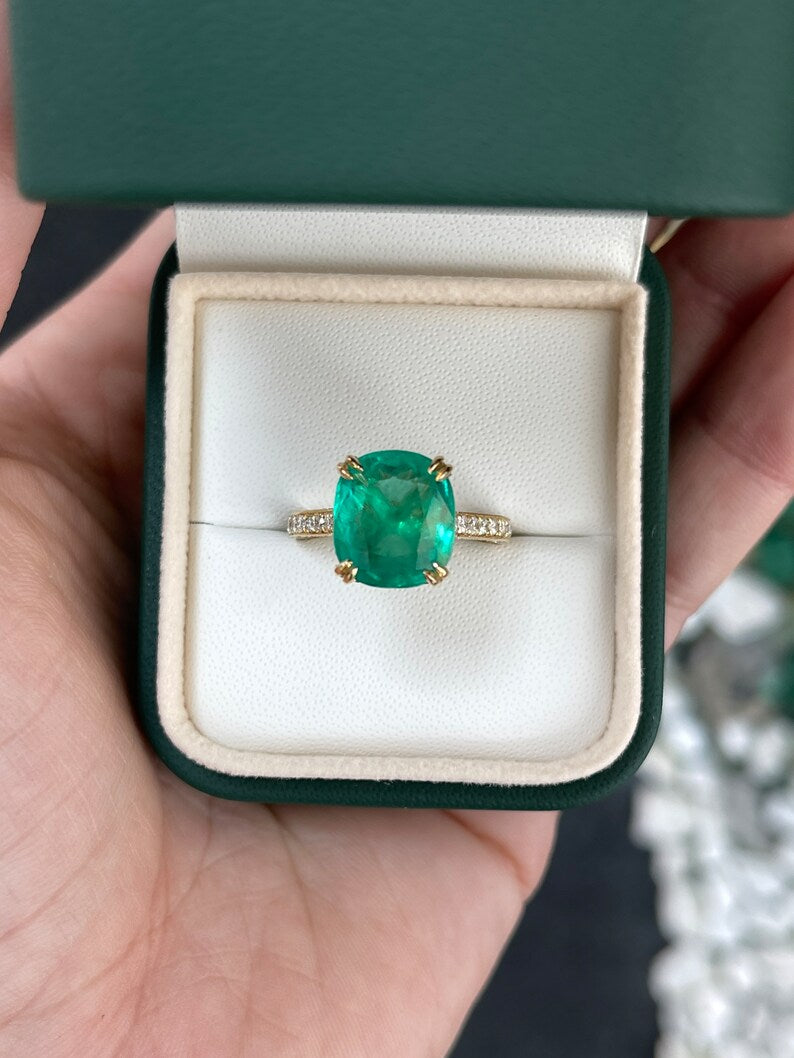 5.79tcw 18K Top Quality Cushion Heirloom Emerald & Diamond Statement Anniversary Engagement Ring - JR Colombian Emeralds