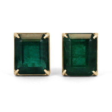 AAA Emerald Stud Statement Heirloom Gold Earrings