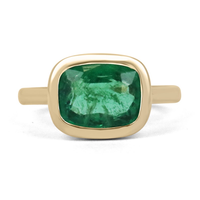 3.48ct 18K Vivid Green Horizontal Contemporary East To West Bezel