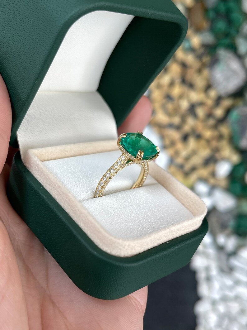 5.79tcw 18K Top Quality Cushion Heirloom Emerald & Diamond Statement Anniversary Engagement Ring - JR Colombian Emeralds