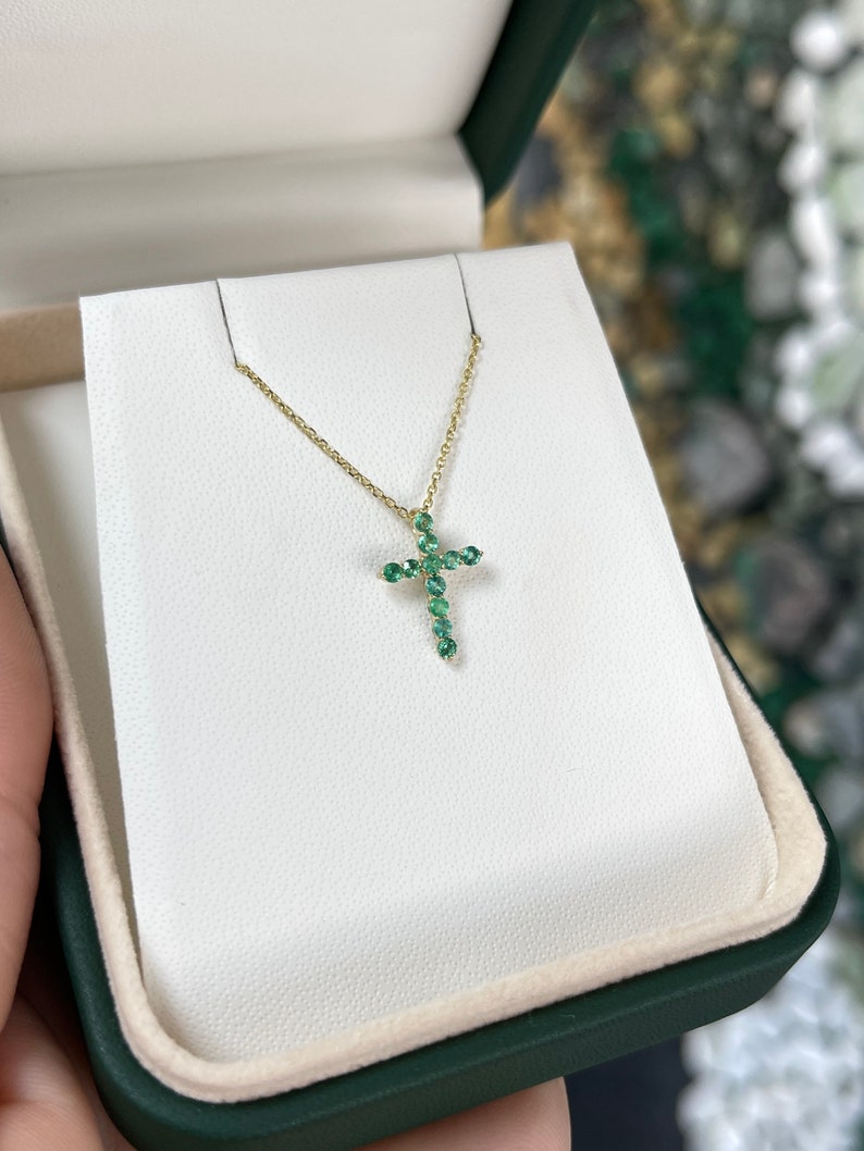 Emerald Religious Cross Necklace