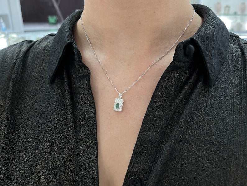 0.50ct Unisex Natural Oval Cut 925 Sterling Silver Emerald Solitaire B