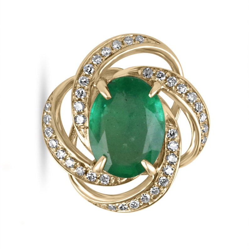 Emerald & Diamond Floral Necklace