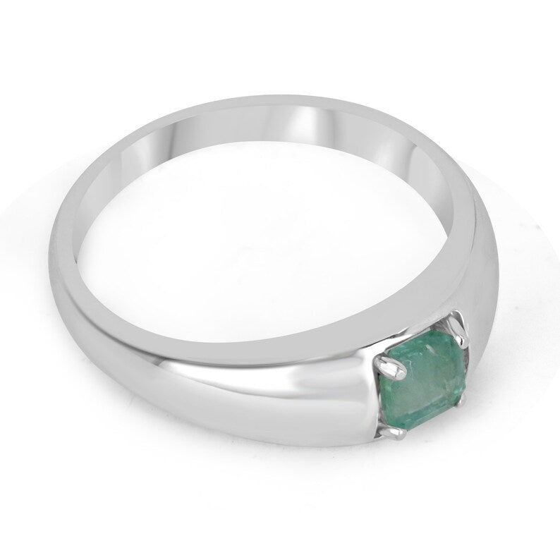 0.70ct Natural Emerald Asscher Cut Ring