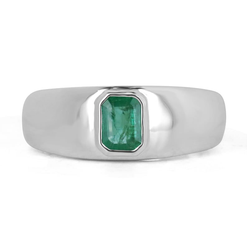 Emerald Solitaire Sterling Silver Ring