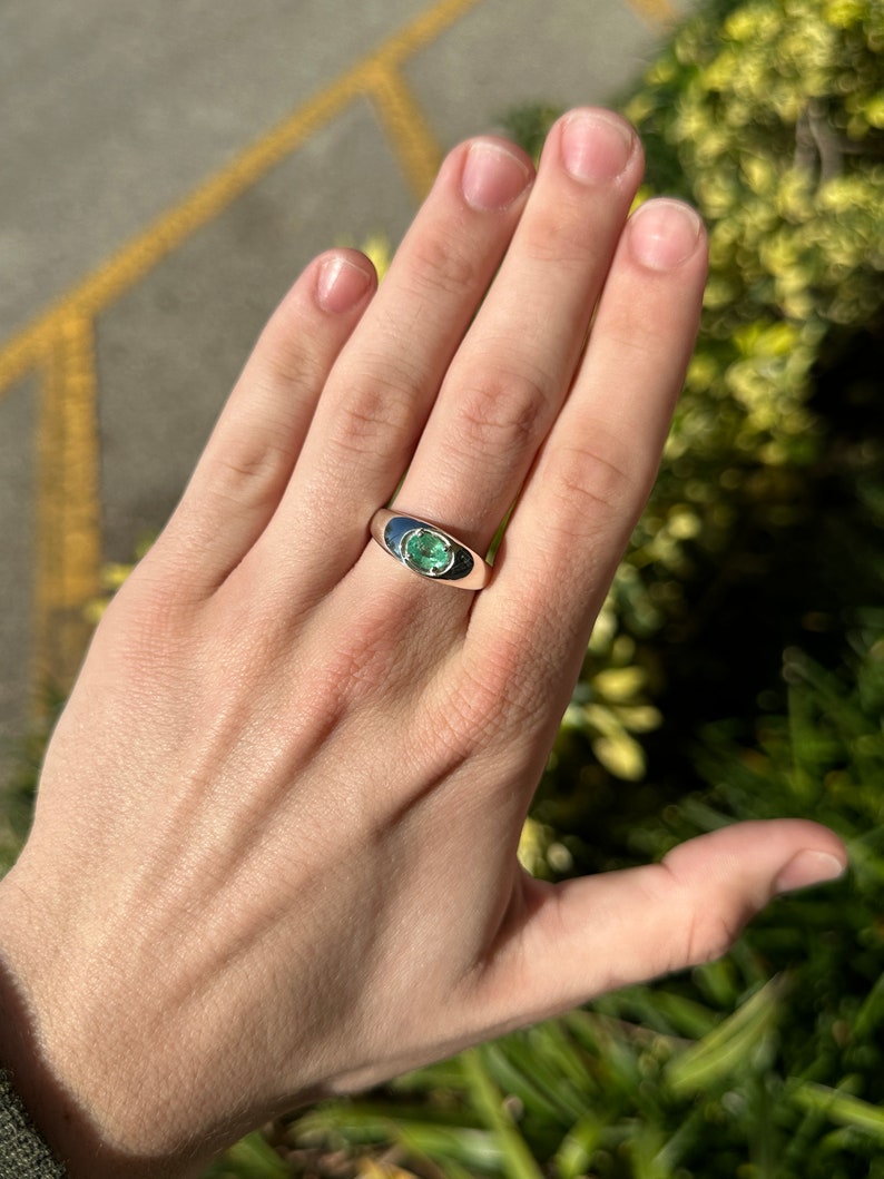 Sterling Silver .925 Ring, Unisex Emerald Ring