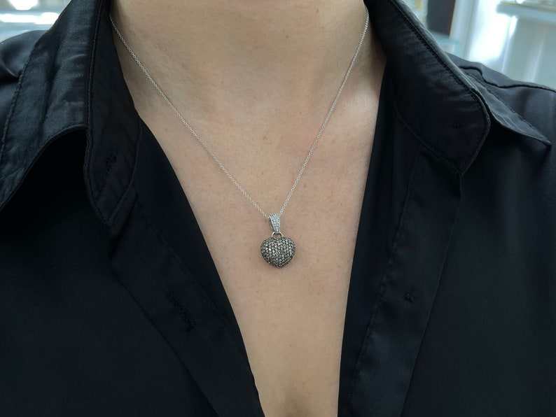 0.75-Carats Coffee Cocoa Brown Diamond Pave Heart Pendant 14K - JR Colombian Emeralds