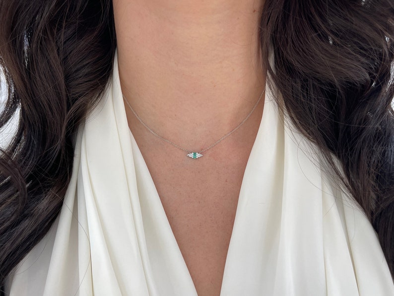 Small Emerald Diamond Necklace