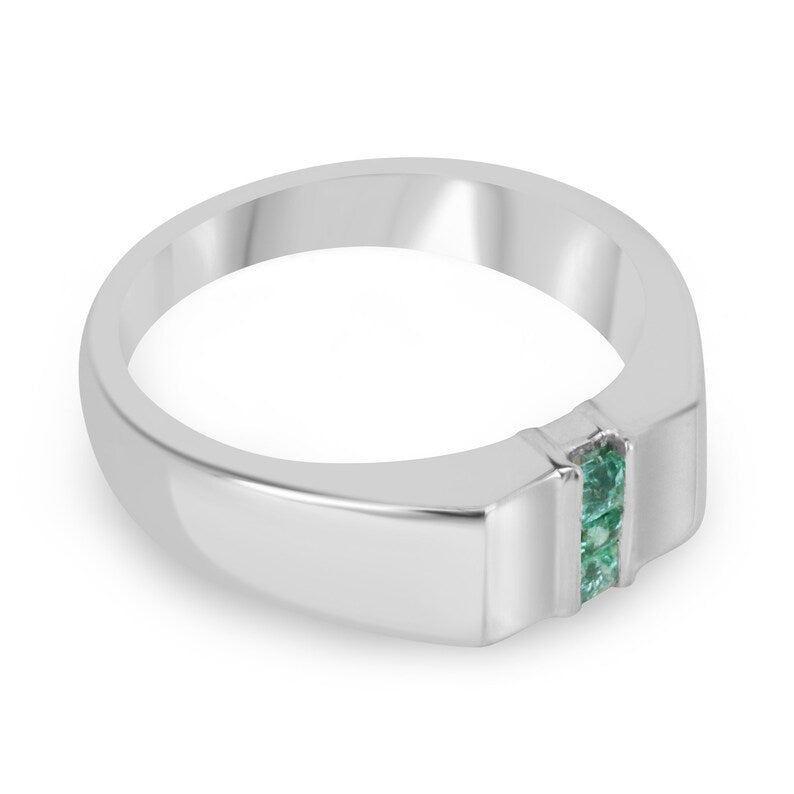 Three Stone Natural Emerald Ring