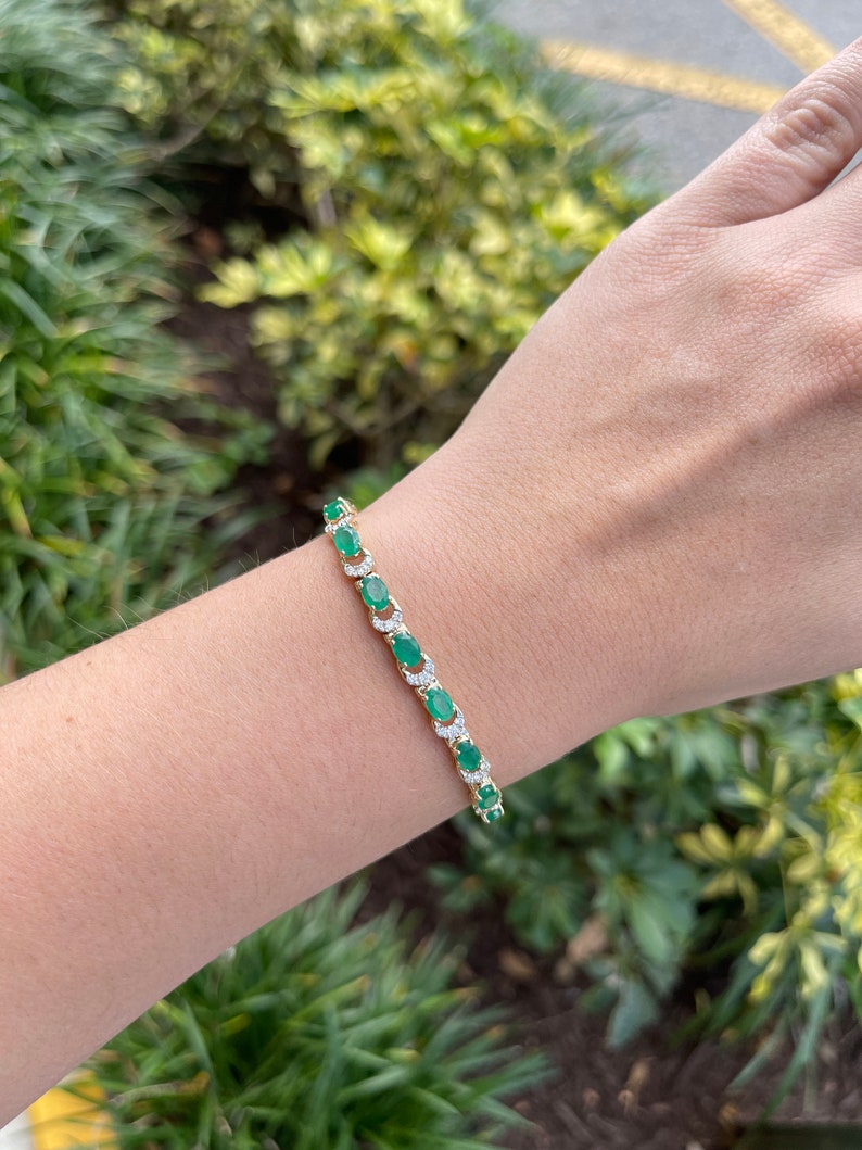 Emerald & Diamond Accent Bracelet