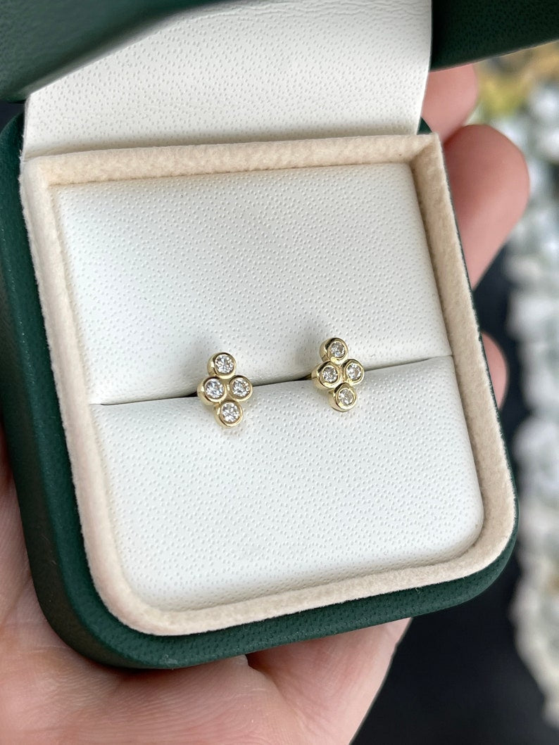 0.30tcw Brilliant Round Cut Natural Diamond Mini Stud Earrings 14K - JR Colombian Emeralds