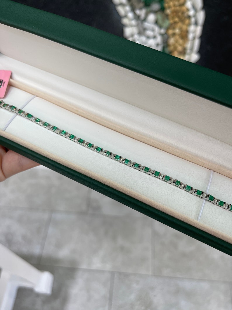 Emerald & Diamond Accent Stacking Bracelet