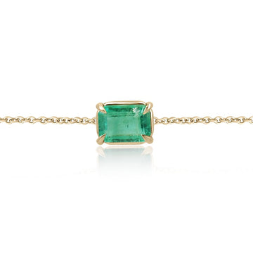 1.0ct 14K Gold Rich Green Natural Emerald Claw Prong Solitaire Bracelet