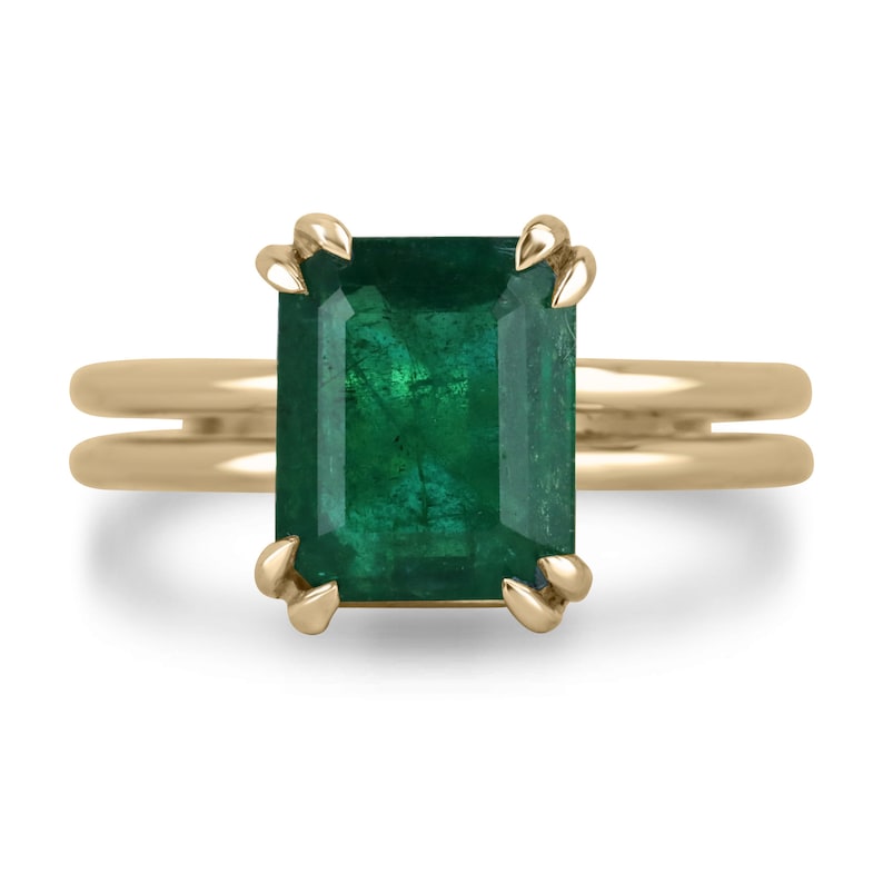 Green Emerald Ring Gold 10 Karat Men's Diamond Jewelry 11.25