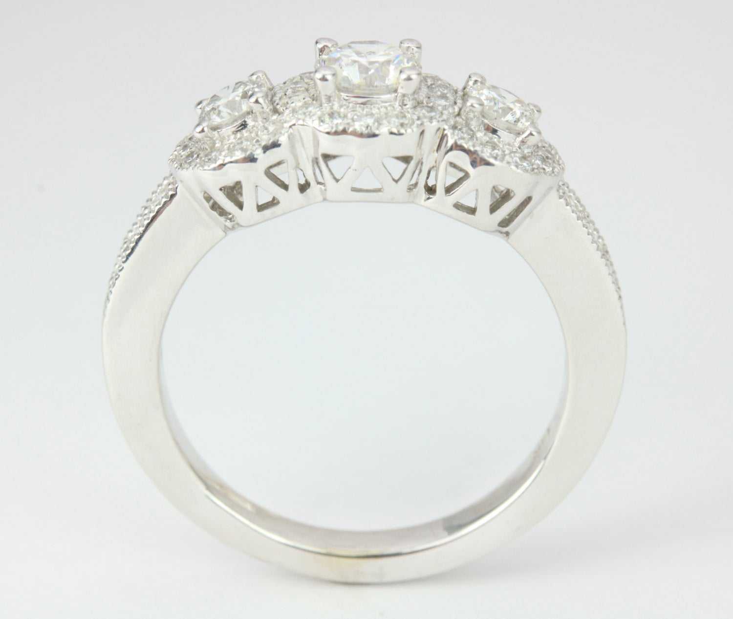 1.46tcw Scalloped Diamond Halo Engagement Ring 14K