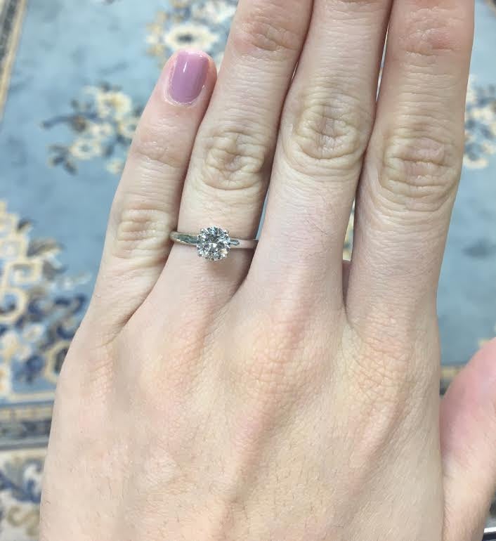 1.0 Carat Diamond Solitaire Engagement Ring Platinum & Gold