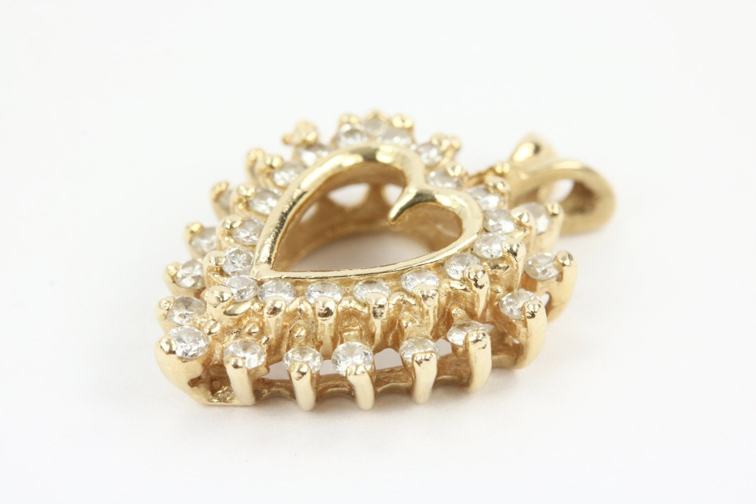 Diamond Cluster Heart Pendant 14K Gold image