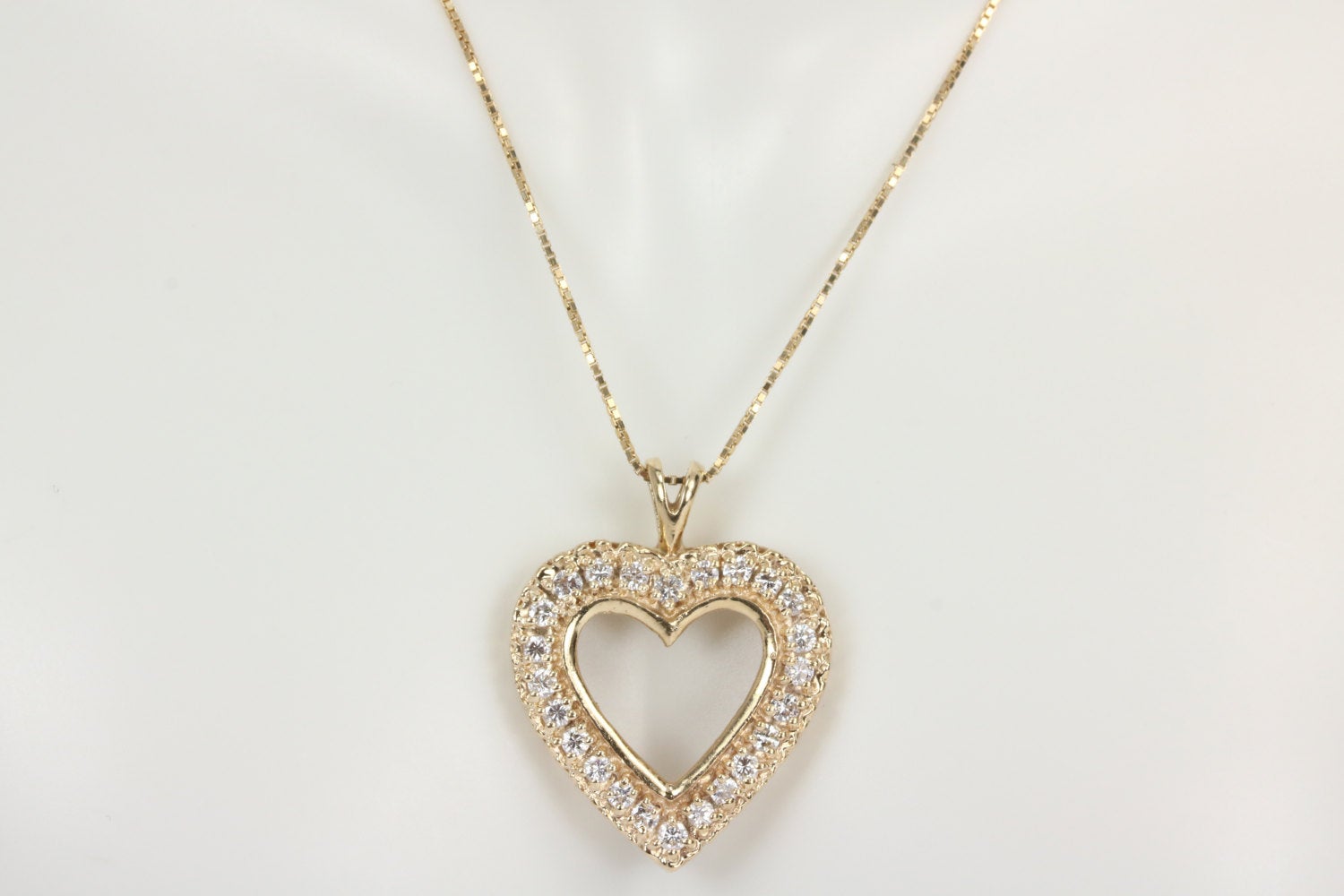 Diamond Heart Pendant Anniversary Gift Yellow Gold 14K