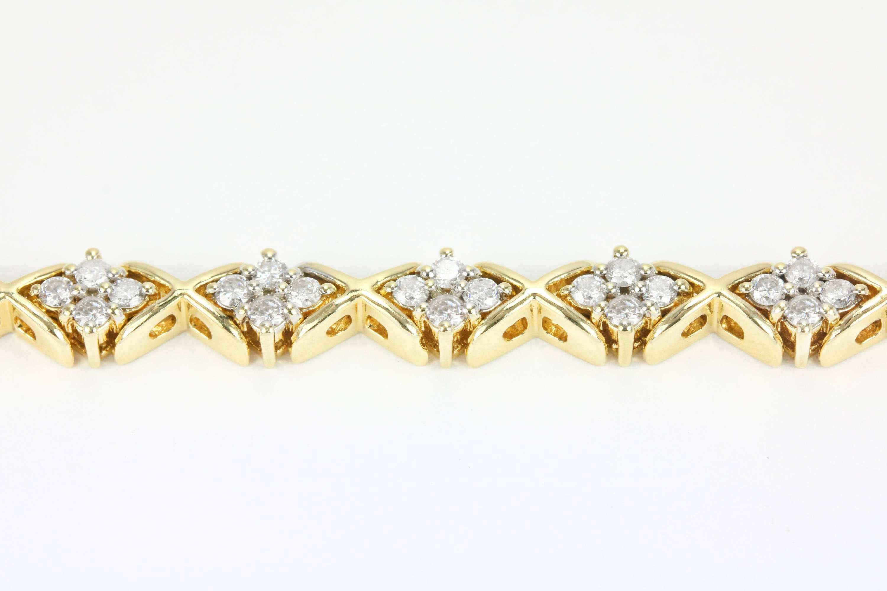 2.65 Carat XO Diamond Tennis Bracelet Valentines Day Gift Yellow Gold
