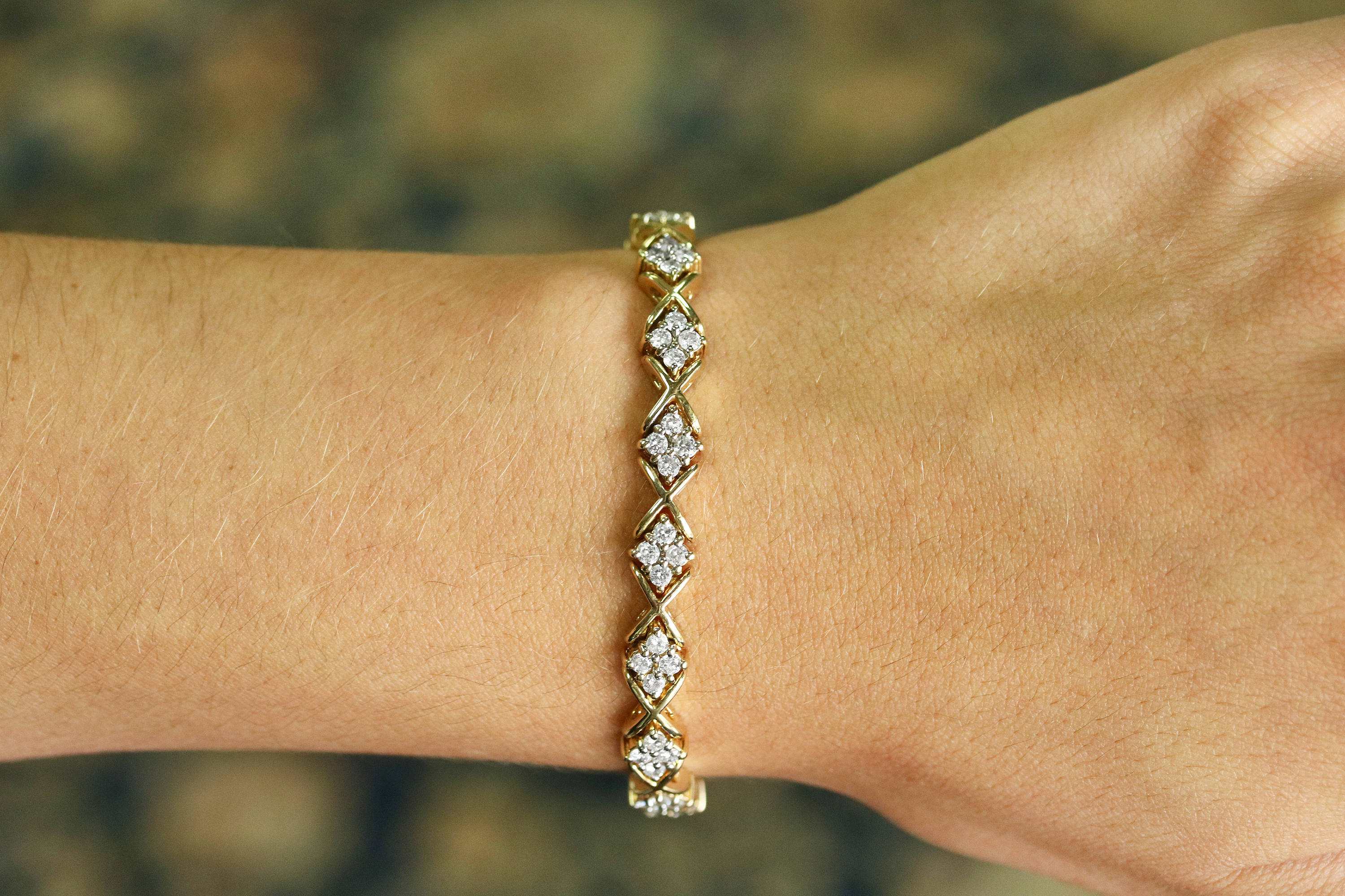 2.65tcw Diamond Cluster Tennis Bracelet 14K Gold