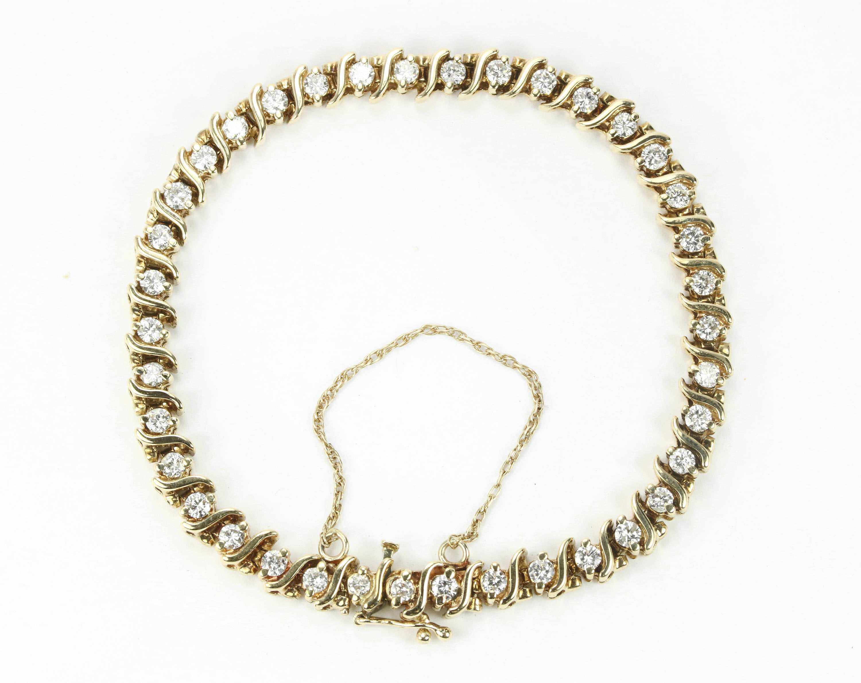 2.66cts Yellow Gold Diamond S Tennis CLASSIC DIAMOND TENNIS BRACELET