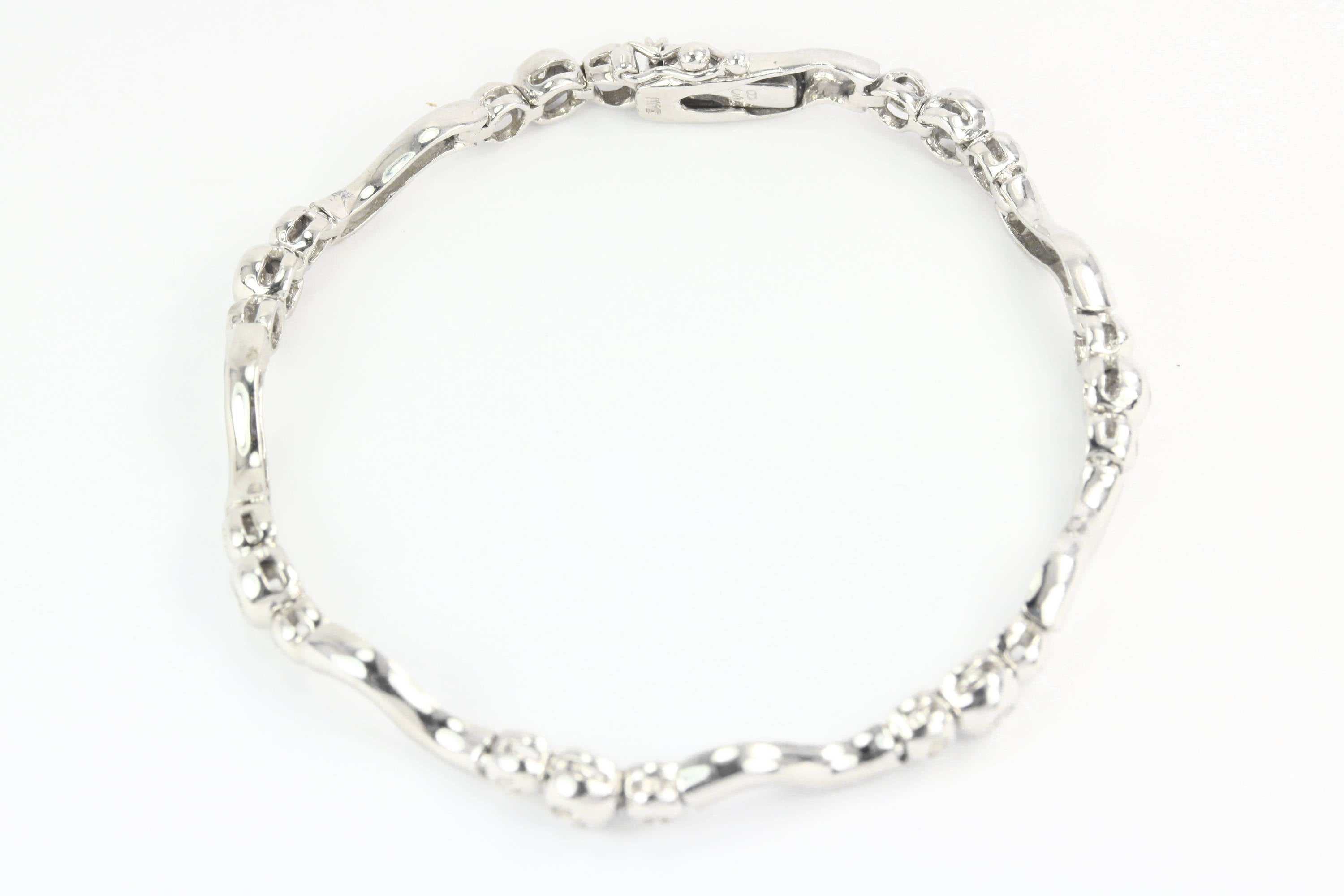 Satin Finish Diamond Bezel Set Tennis Bracelet
