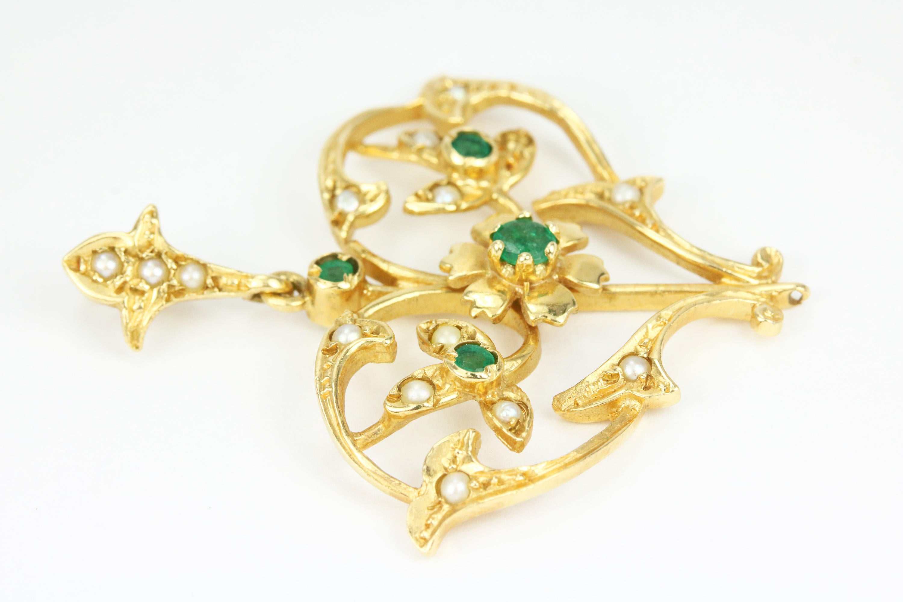 Victorian Colombian Emerald & Seed Pearl Heart Shaped