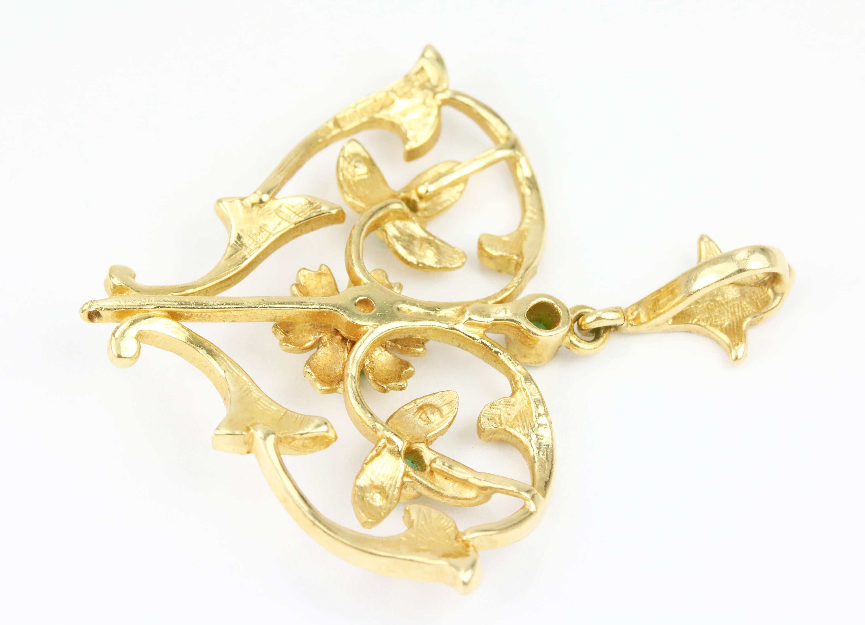 Victorian Colombian Emerald & Seed Pearl Heart Shaped Pendant