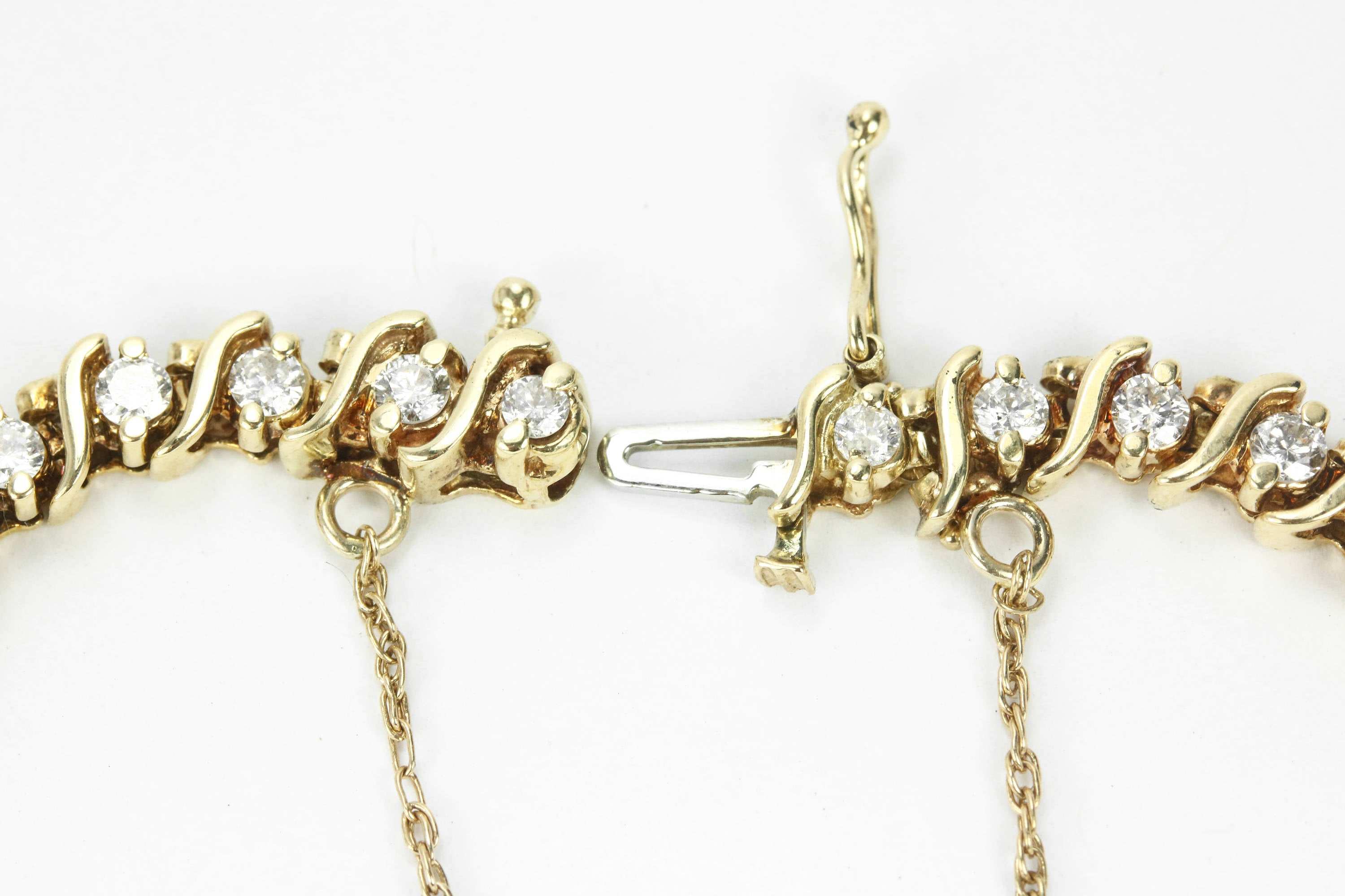 Yellow Gold Diamond S Tennis Bracelet