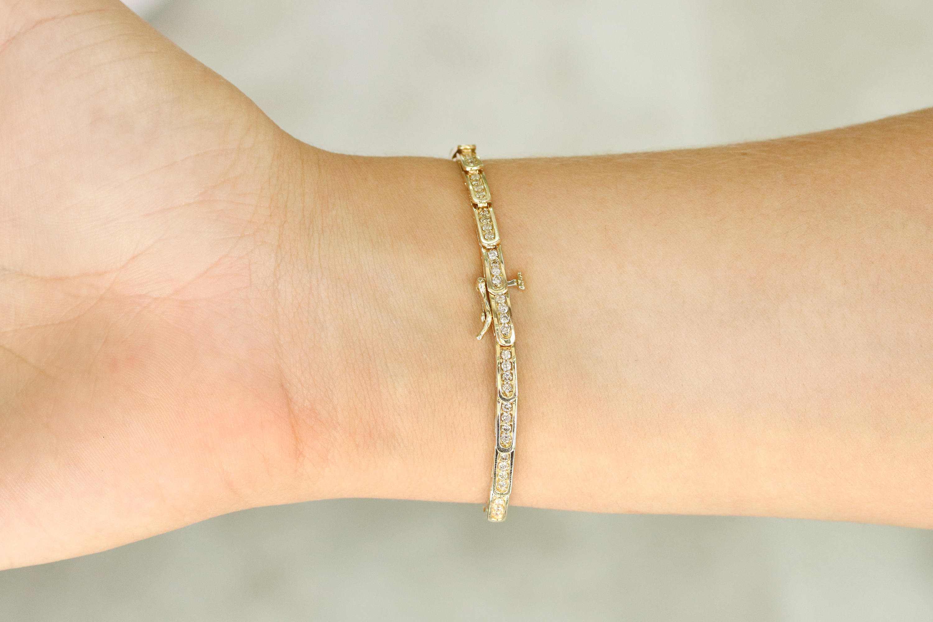 1.10tcw Fancy Link Diamond Tennis Bracelet 14K