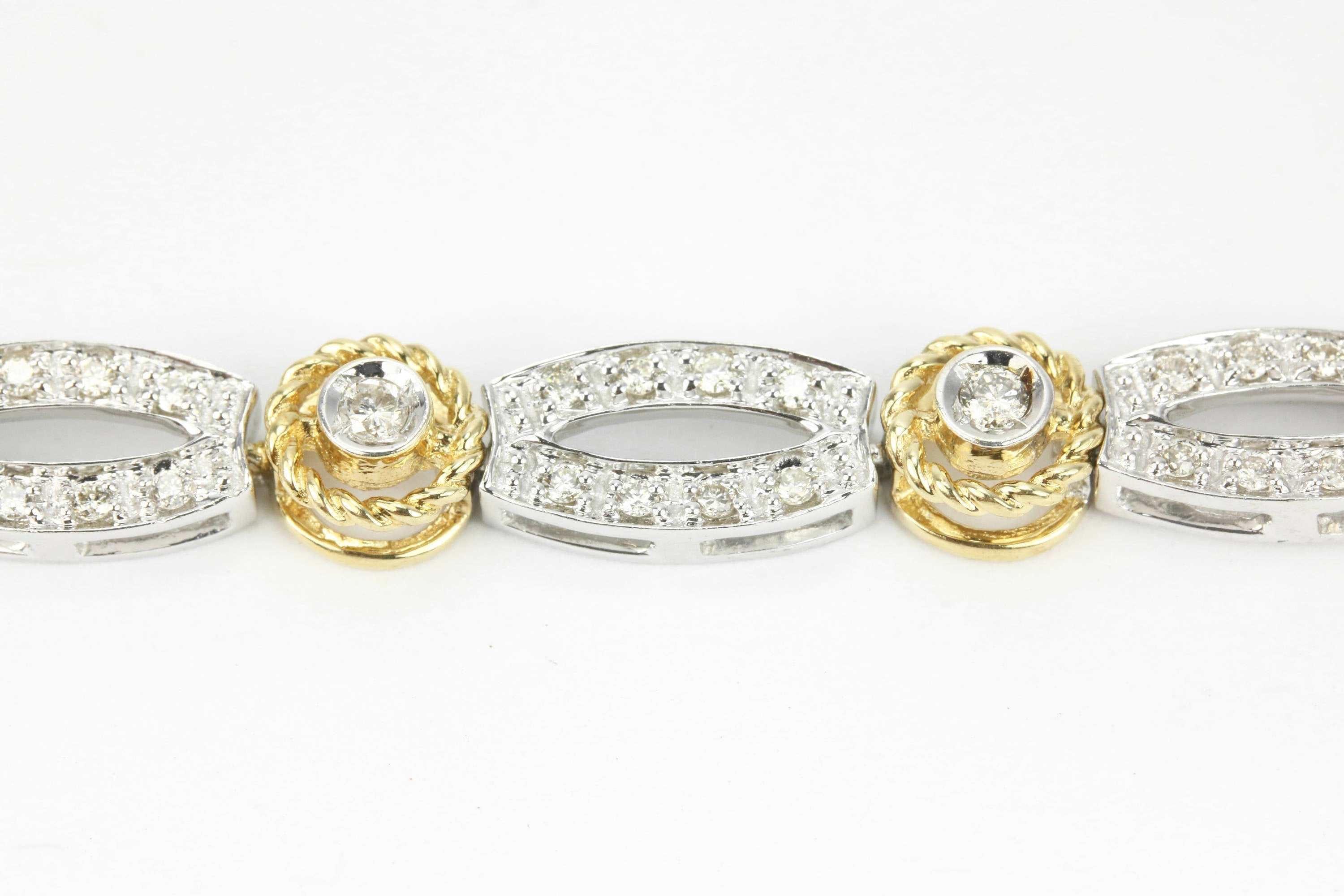 2.0tcw Diamond Tennis Bracelet Two-Toned Yellow & White Gold 14K