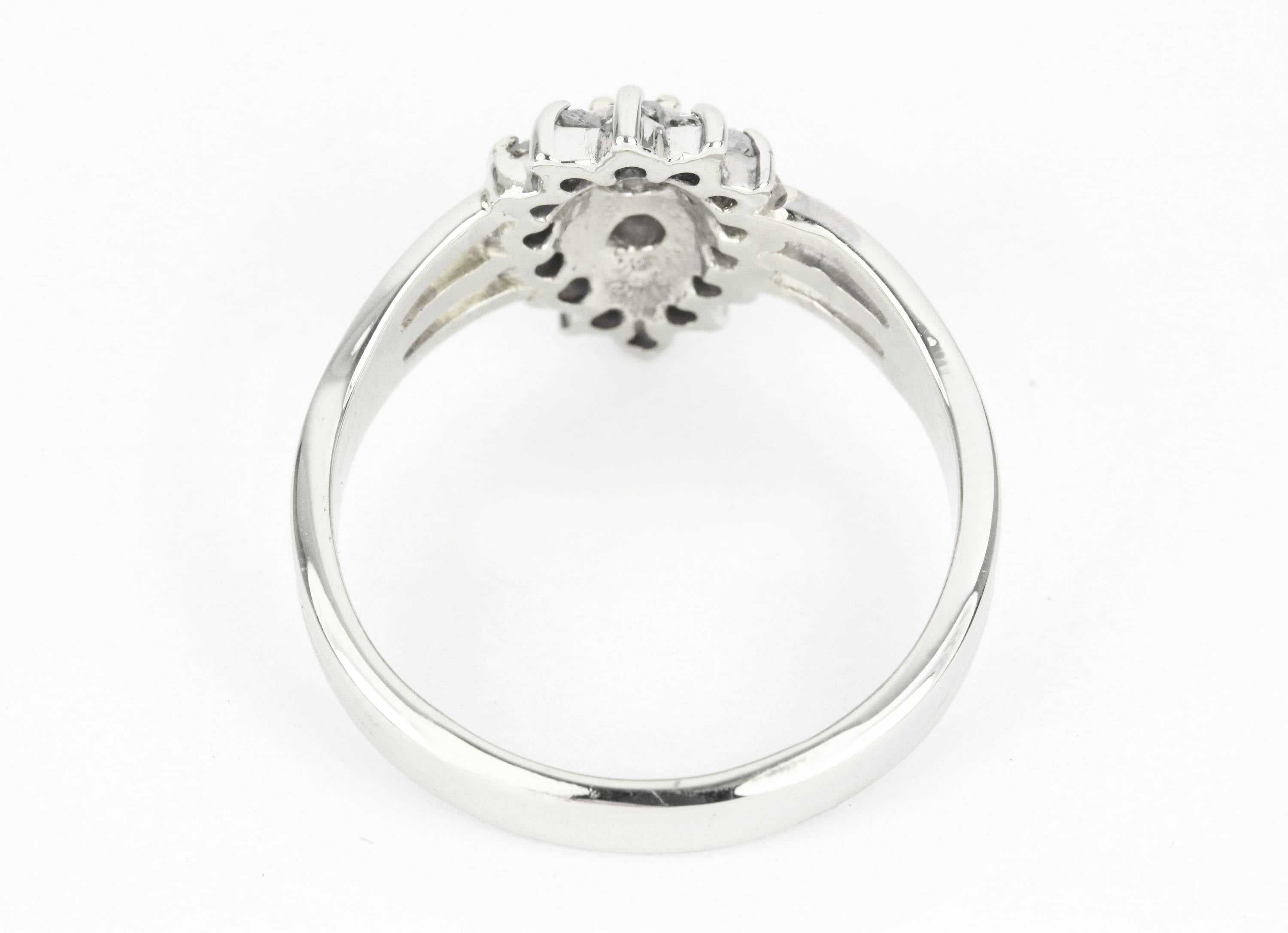 0.45pts Vintage Diamond Cluster Anniversary Ring 14K