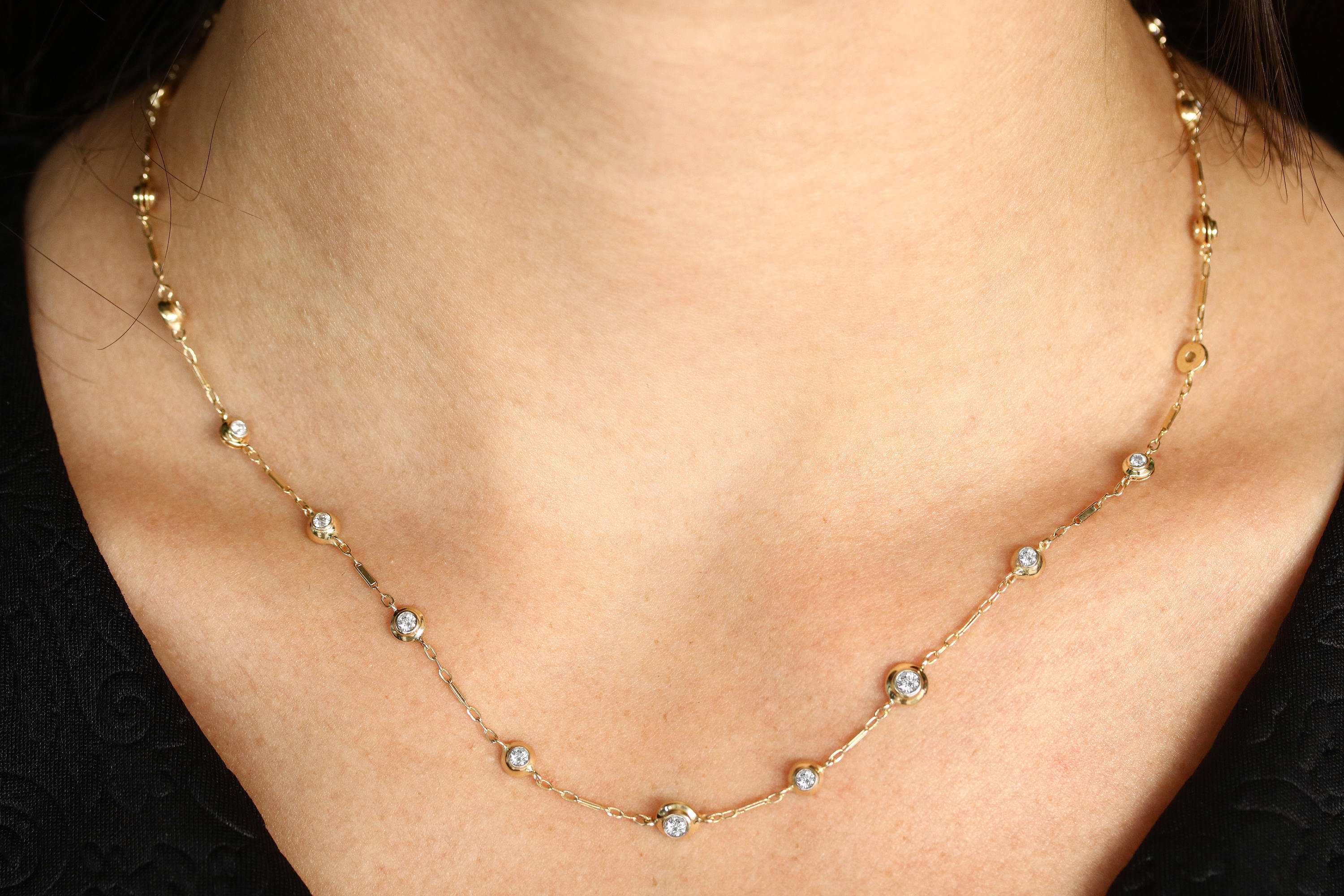 1.11tcw Vintage Diamond By The Yard Necklace 14K