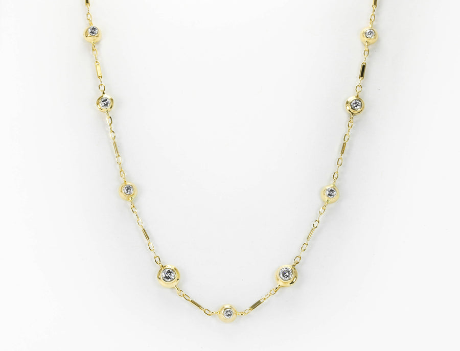 1.11tcw Vintage Diamond By The Yard Necklace 14K