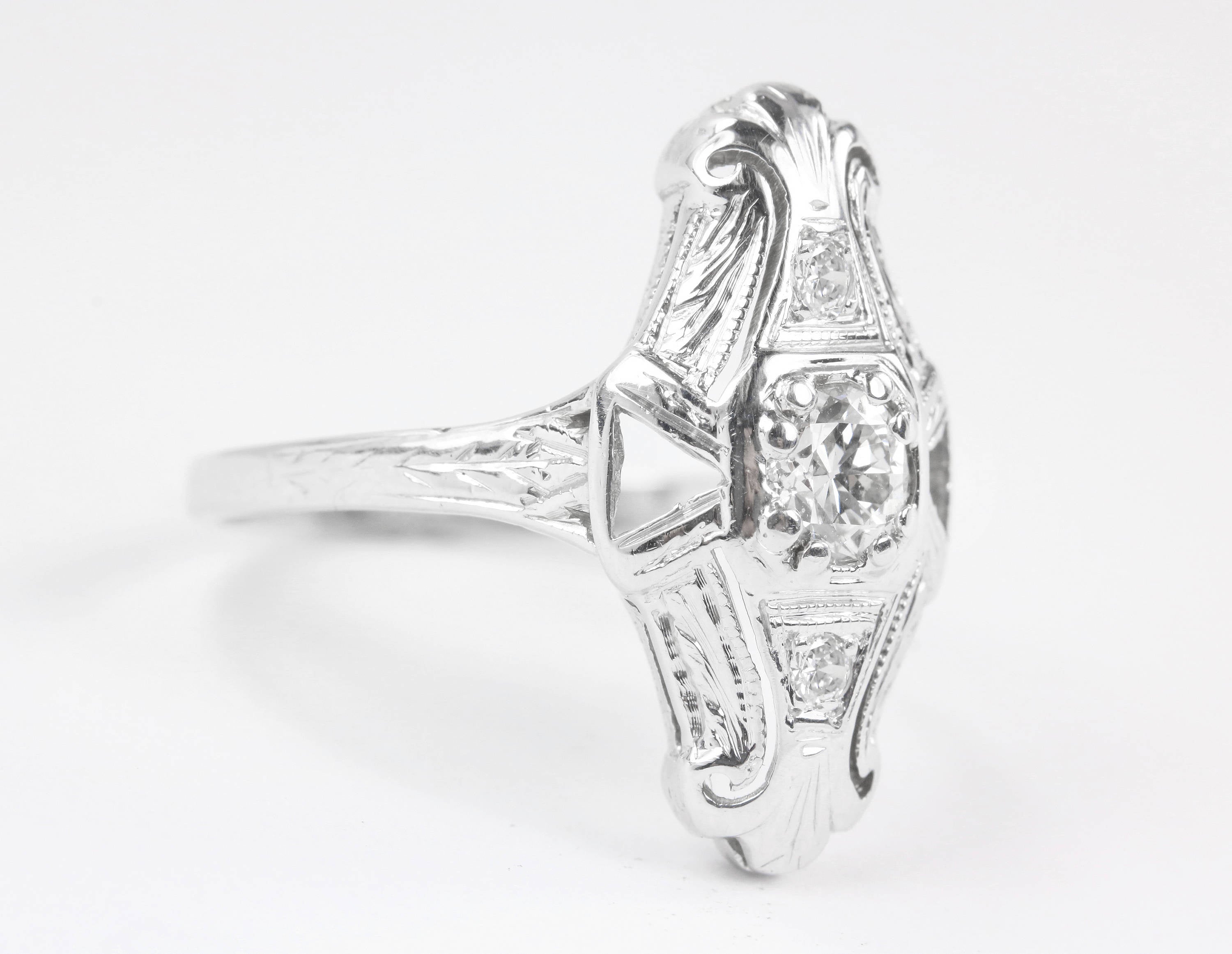 1/2ct Art Deco EMC Diamond Navette Ring 14K review