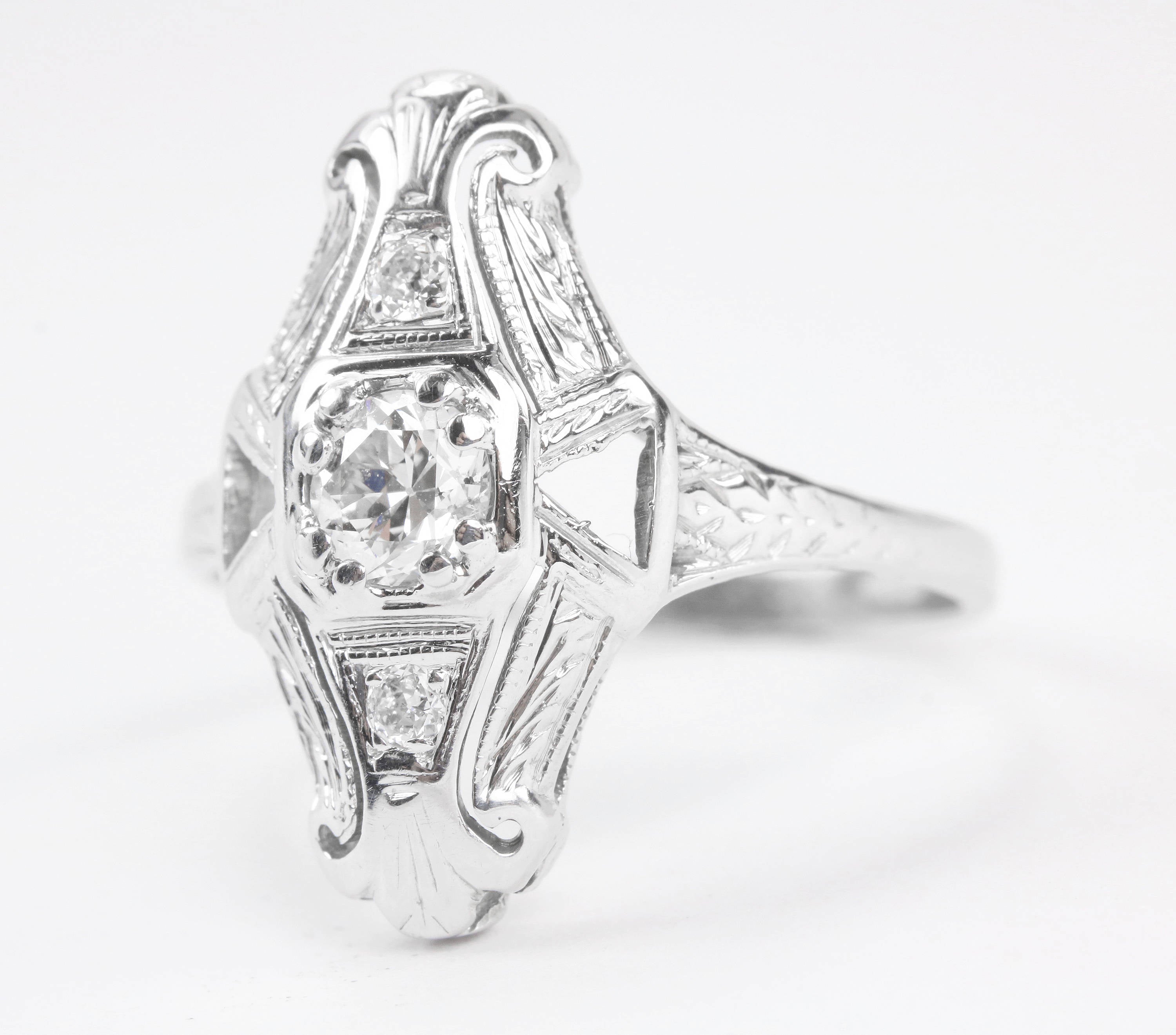 1/2ct Art Deco EMC Diamond Navette Ring 14K review