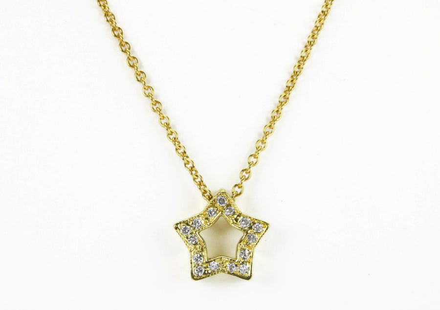 18K Diamond Star Cutout Necklace