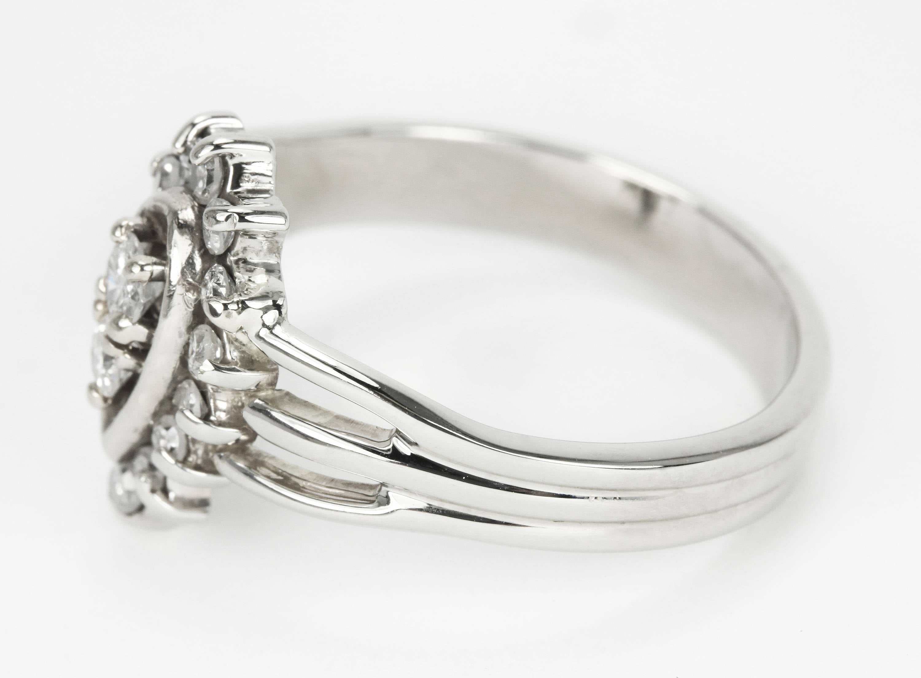 0.45pts Vintage Diamond Cluster Anniversary Ring 14K