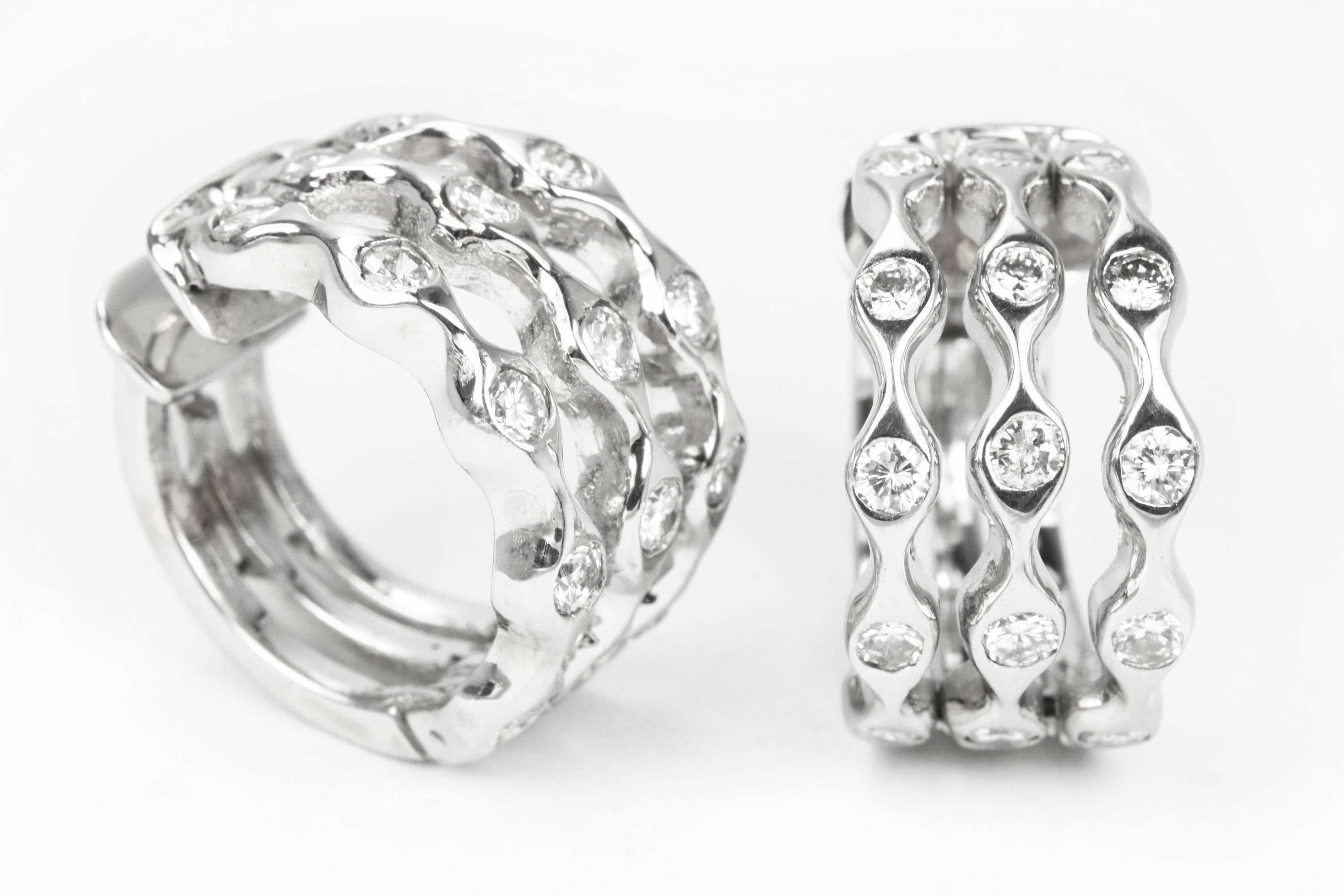 1.05tcw Modern Diamond Hoop Earring 14K