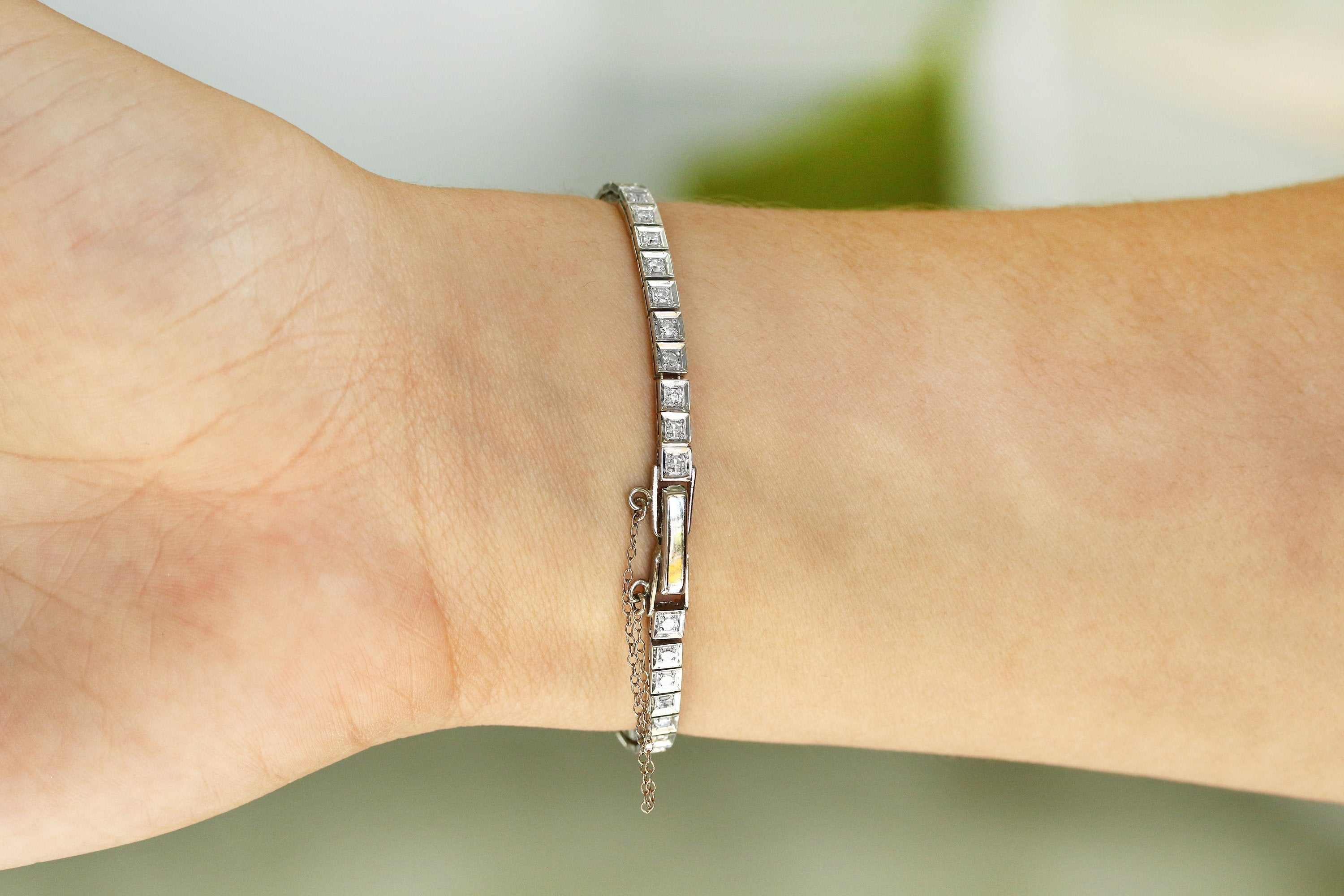 7.27tcw Vintage Pear Colombian Emerald & Diamond Bracelet White Gold 14K