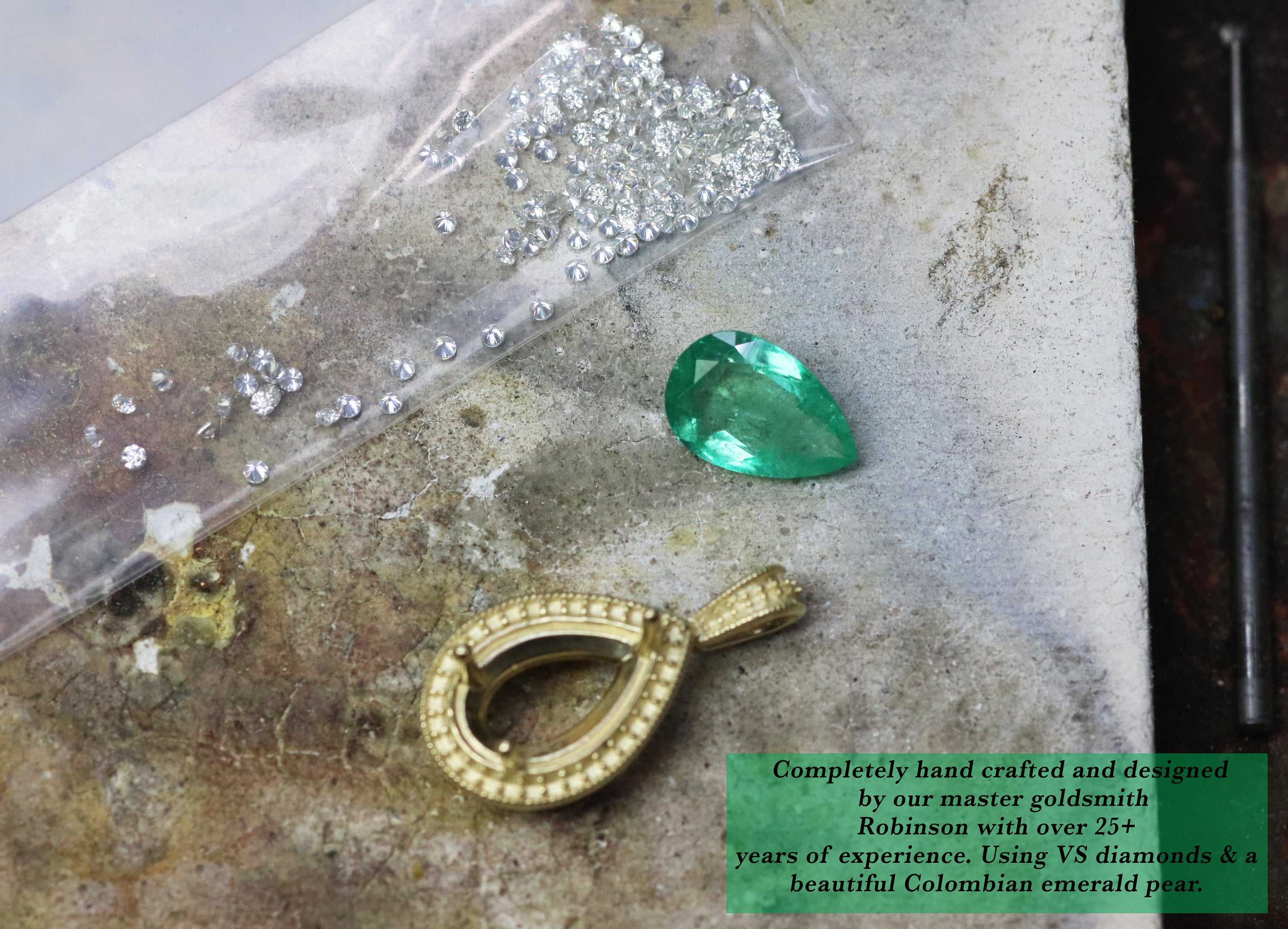 2.50tcw Pear Shape Emerald & Diamond Halo Necklace
