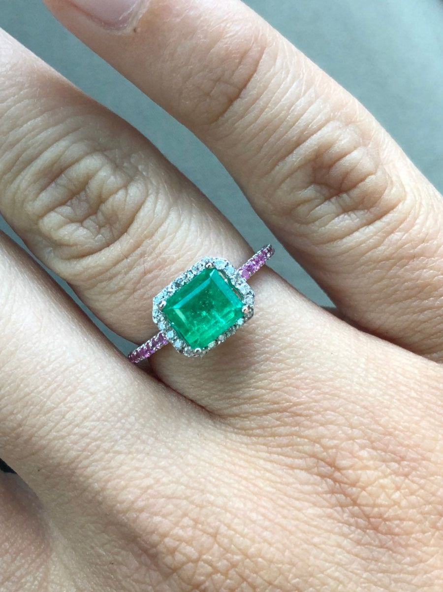 Emerald & Pink Sapphire Accent Ring