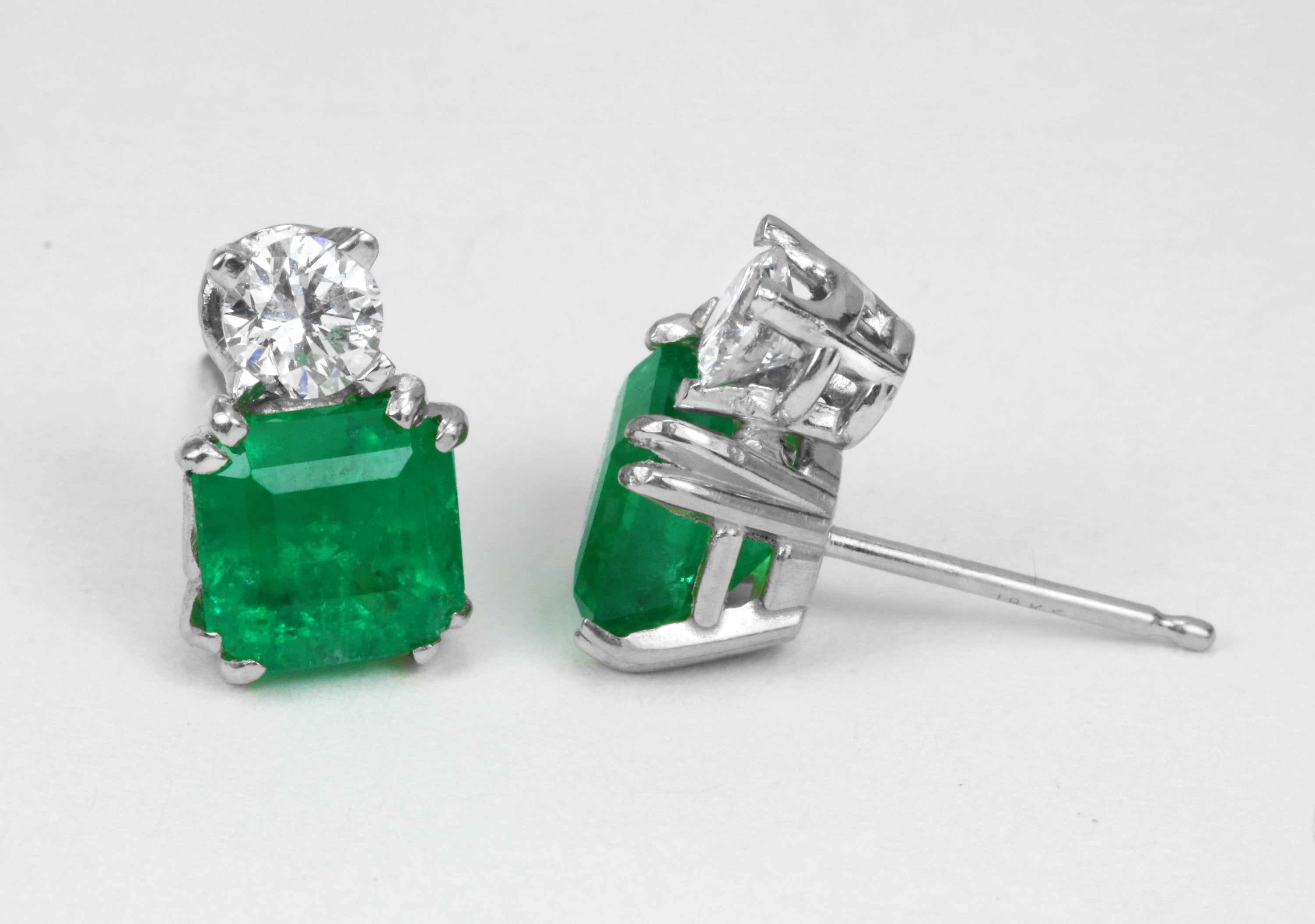 2.75tcw Emerald & Diamond Accent Stud Earrings