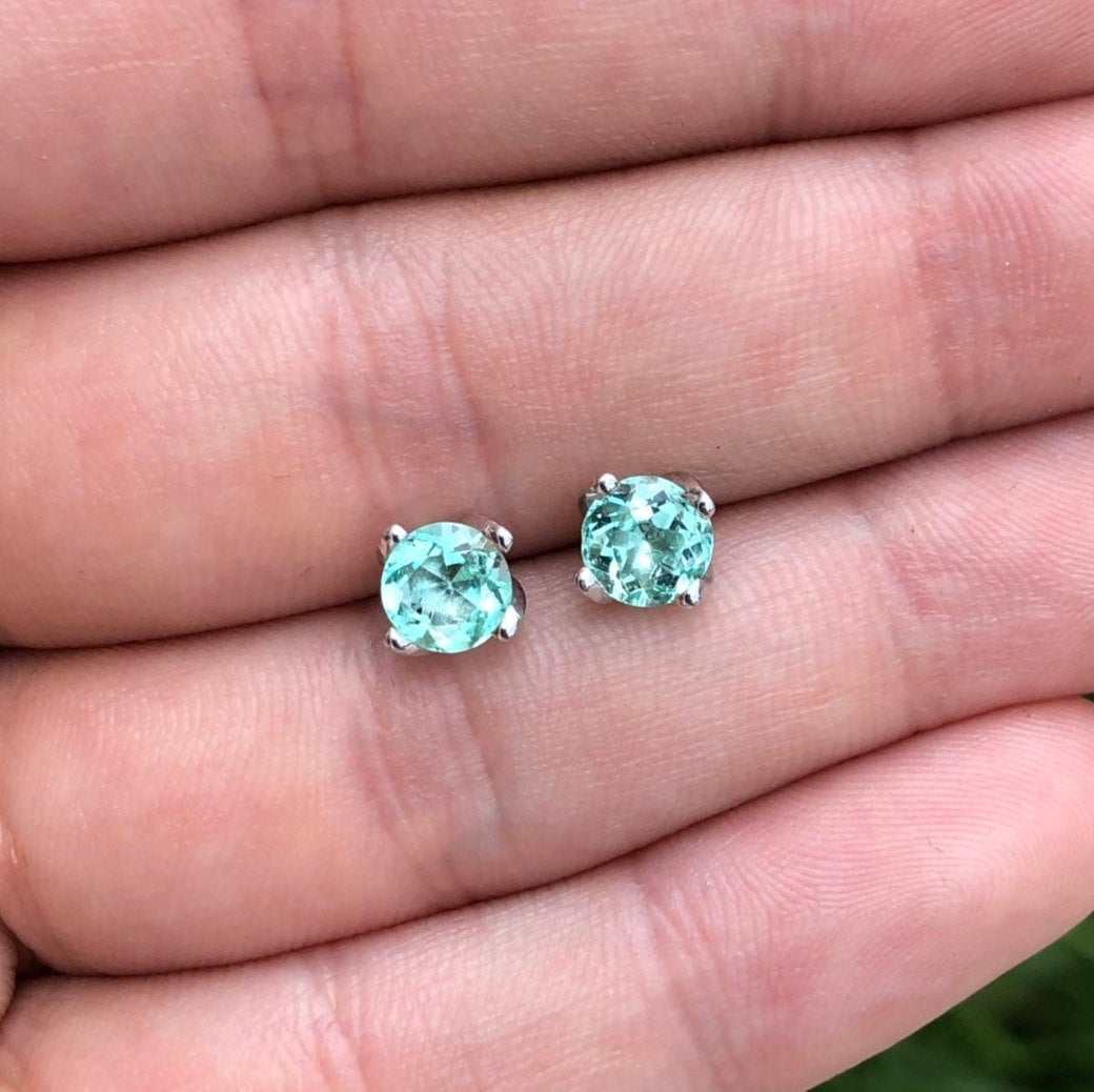 1.50tcw Round Emerald Four Prong Studs 14K