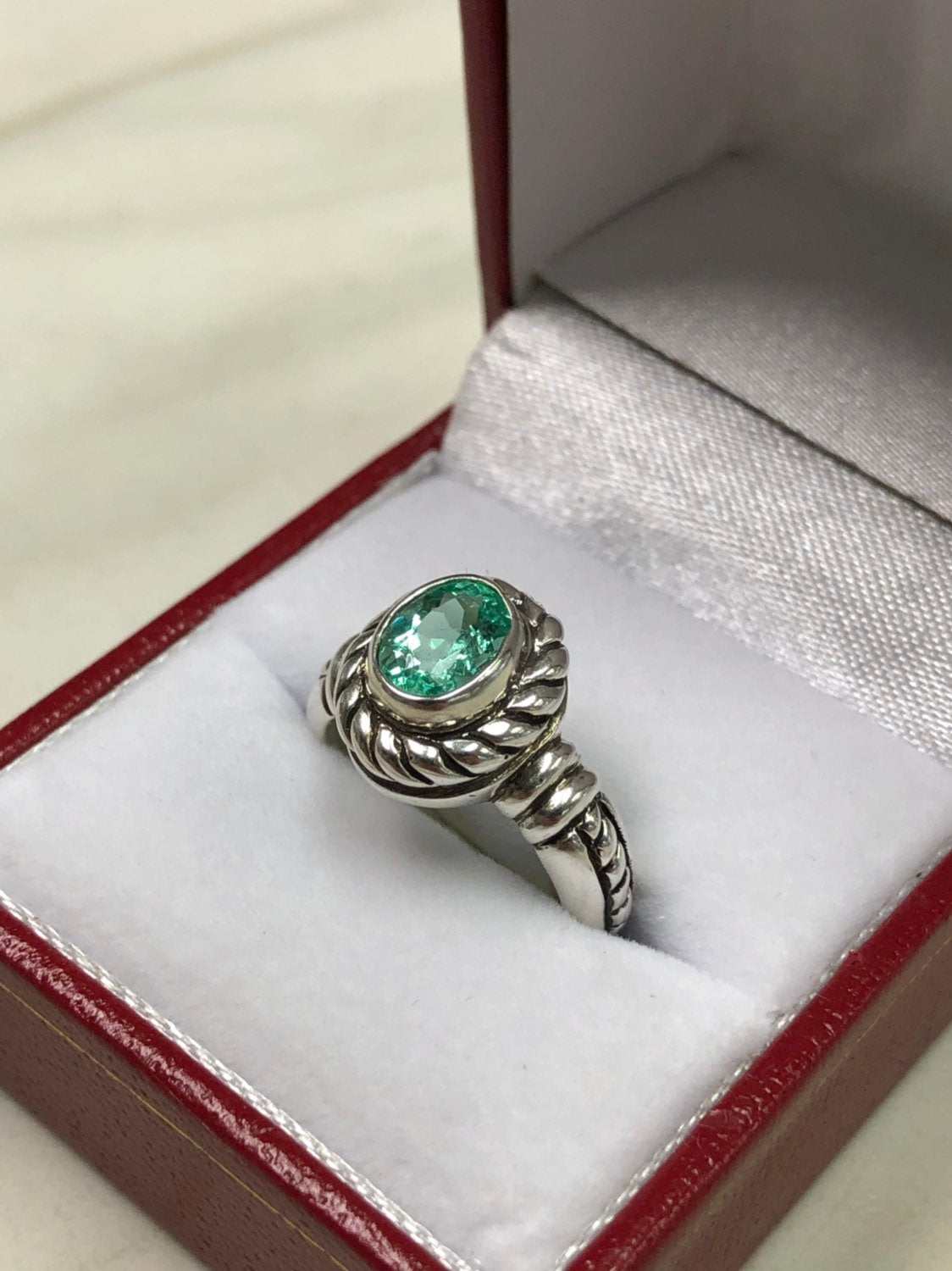 1.50 Carat Oval Cut Real Natural Emerald Solitaire Ring Silver 925