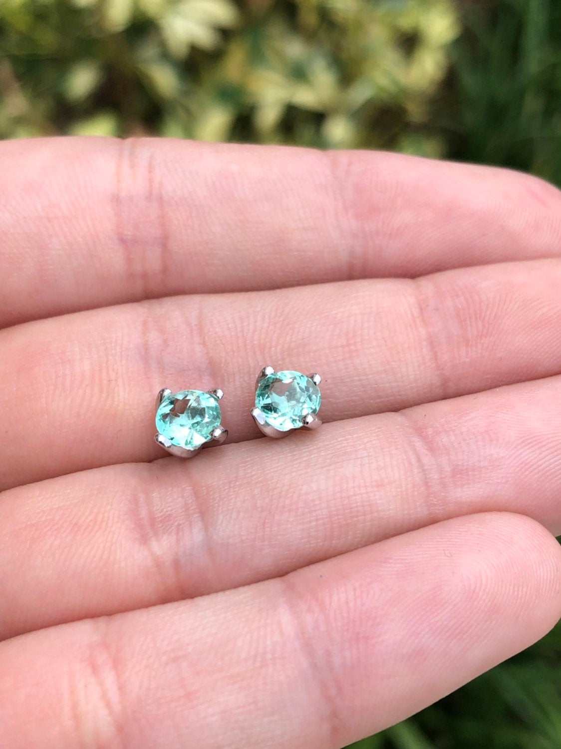 1.50tcw Round Emerald Four Prong Studs 14K