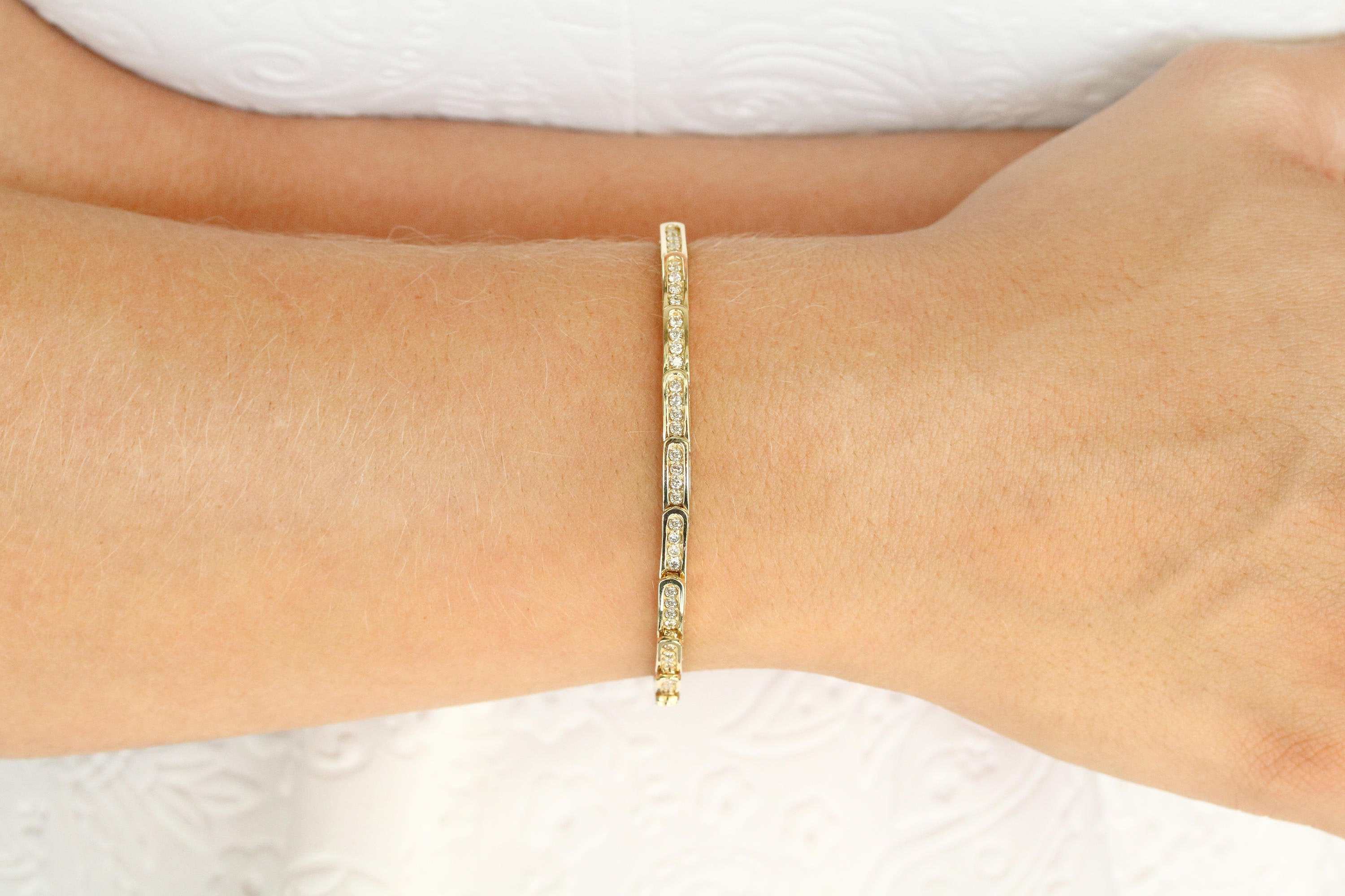 1.10tcw Fancy Link Diamond Tennis Bracelet 14K